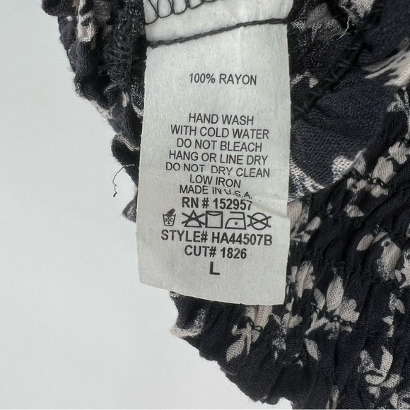 Pookie & Sebastian Ditzy Floral Navy White Bubble Puff Sleeve Crop‎ Top Blouse V - Picture 8 of 10